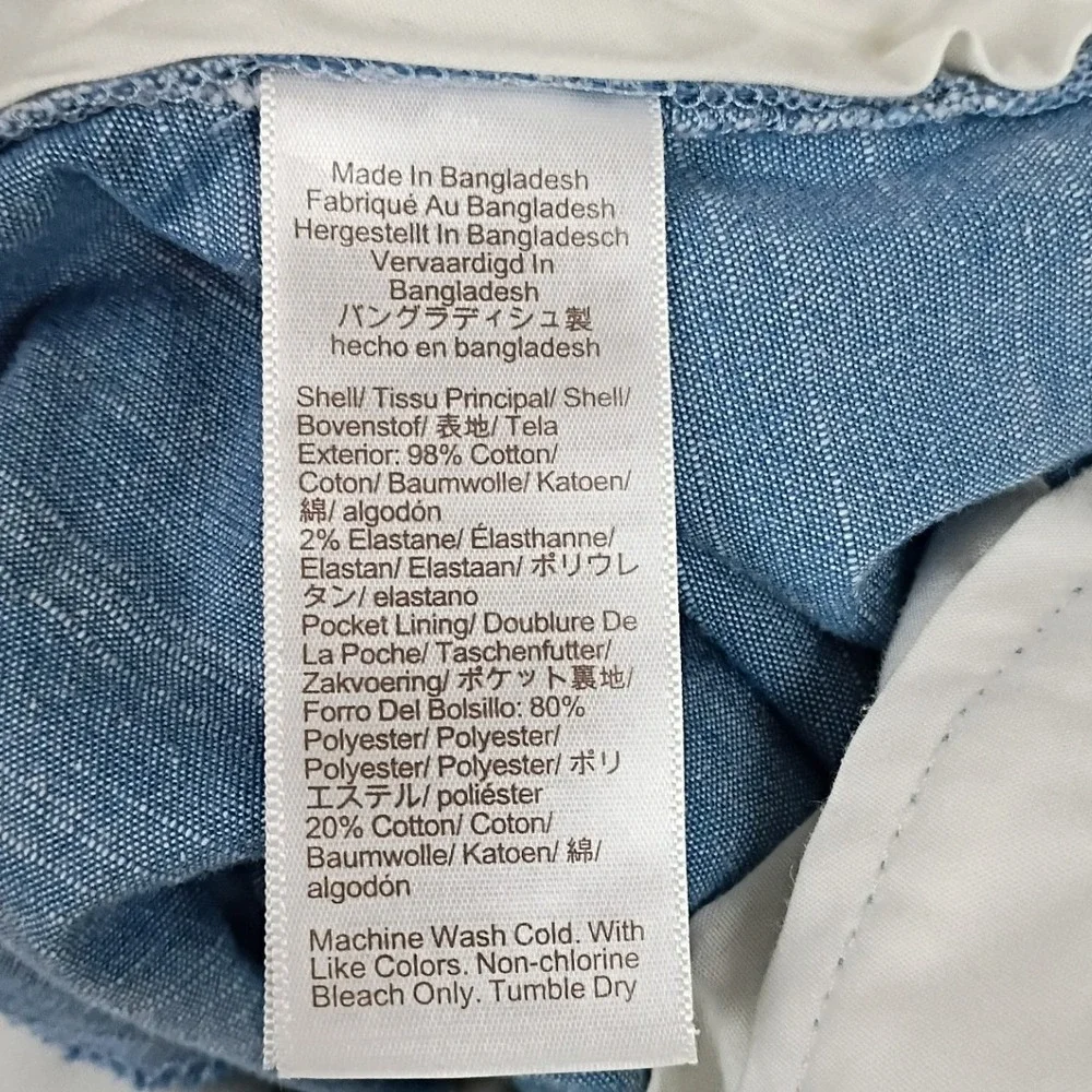J. Crew Pants Slim Men 33x32 Blue Flex Cotton Stretch Chino Slub Casual Trousers